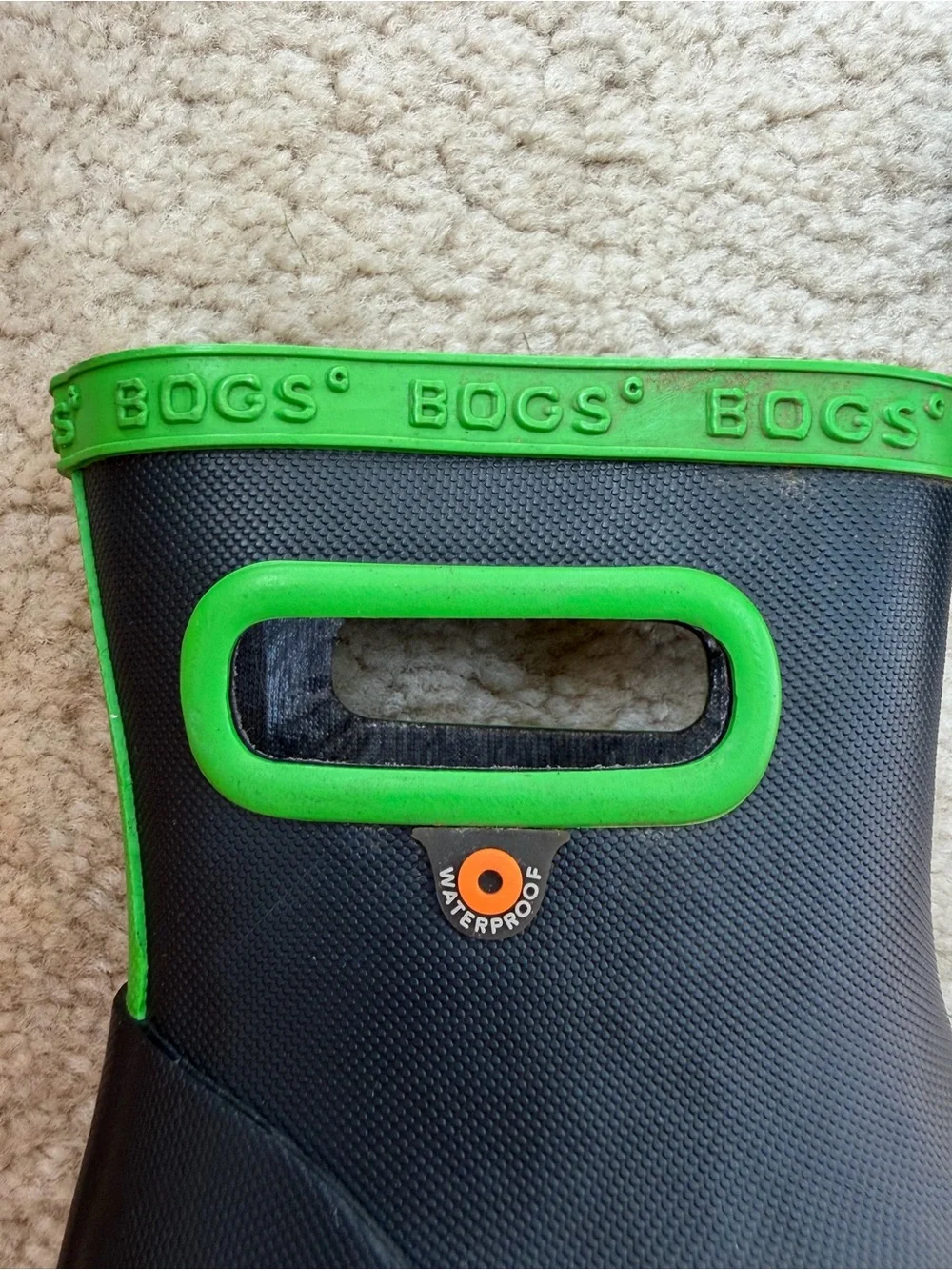 Bogs Toddler Size 7 Skipper II Solid Navy Green Rain Boots Waterproof Snow